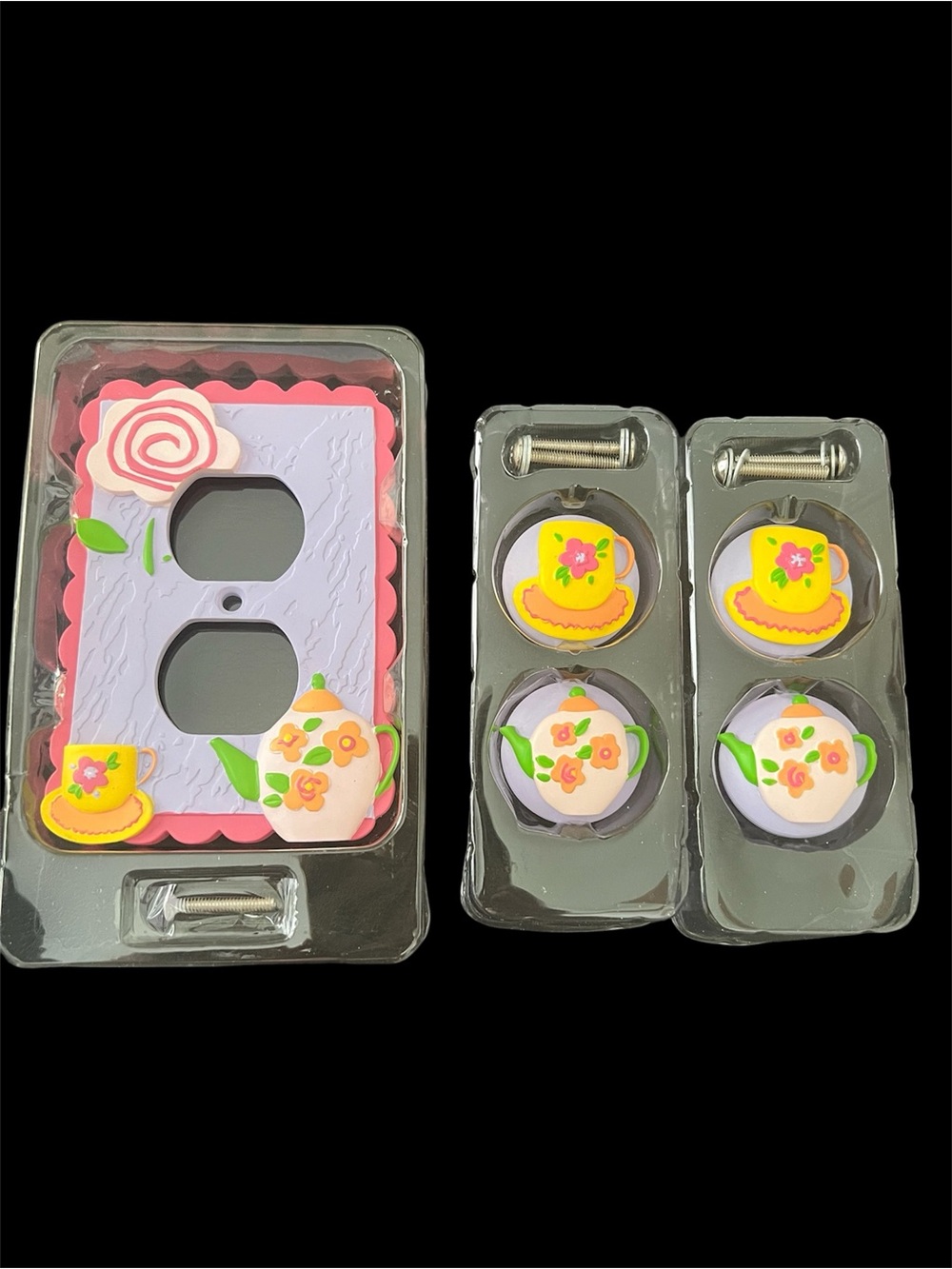 Decorative Sweetheart Tea-Theme Outlet Cover and Knob Sets by Borders Unlimited